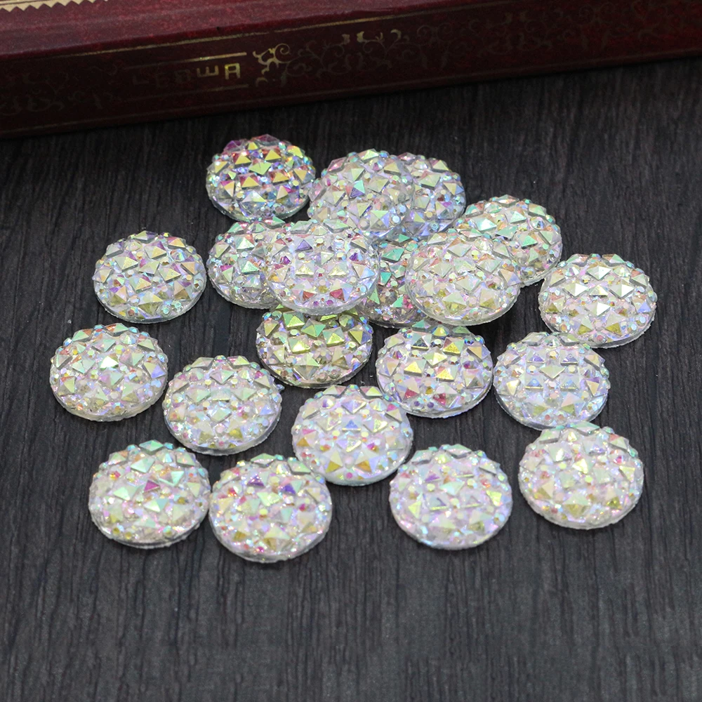 Yeni Moda 40 Adet 12mm Beyaz AB Renk D z Geri Re ine Cabochons Cameo G6 
