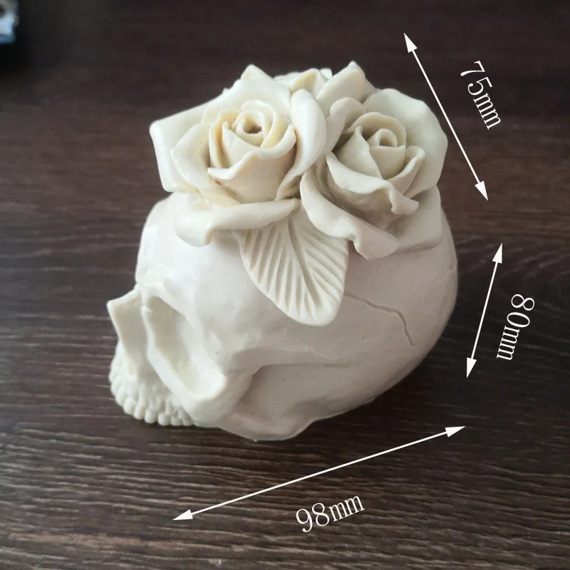 

3 Rose Skull Candle Silicone Mold for DIY Handmade Aromatherapy Candle Ornaments Handicrafts Soap Mold Hand Gift Making