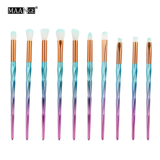 10pcs Pinkblue 7-20 шт., набор кистей для макияжа с бриллиантами, пудра, Тональная основа, румяна, смешивание теней для век, губ, косметическая Кисть для макияжа, pincel maquiagem - Handle Color: 10pcs Pinkblue