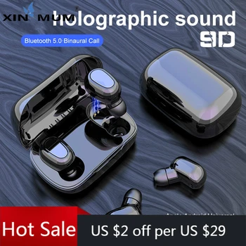 

L21 Bluetooth Earphone Wireless Earbuds 5.0 TWS Headsets Dual Earbuds Bass Sound for Huawei Xiaomi Iphone Samsung Mobile Phones