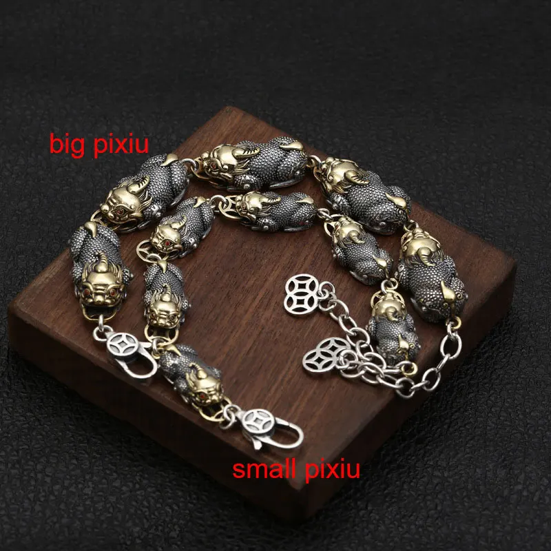 FNJ Link Pixiu браслет цепочка 925 серебро 20 см+ 3 см Новая мода состояние мужчины t чистый S925 серебряные браслеты для мужчин ювелирные изделия