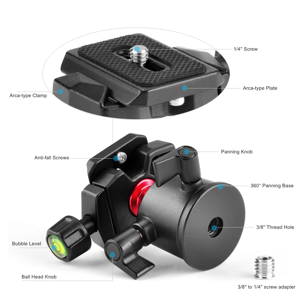 Tripod Ball Head 360 Degree Rotating Panoramic Ballhead w 1/4 Quick Shoe Plate for DSLR Camera Video Camcorder Tripod Monopod tripod ball head,camera panoramic head