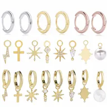 Moonmory, модные, простые, 925 пробы, серебряные, сделай сам, Huggies, серьги-кольца для женщин, золотая молния, снежинка, висячие серьги, сделай сам