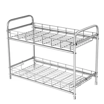 

BESTONZON 1PC 2-Tier Kitchen Spice Rack Spice Shelf Countertop Storage Organizer Shelf Holder for Jars Bottle Kitchen Rack