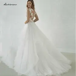Lakshmigown Ruffles Свадебные платья из фатина 2019 прозрачный сексуальный кружевной топ свадебное платье Robe de Mariage женские свадебные платья