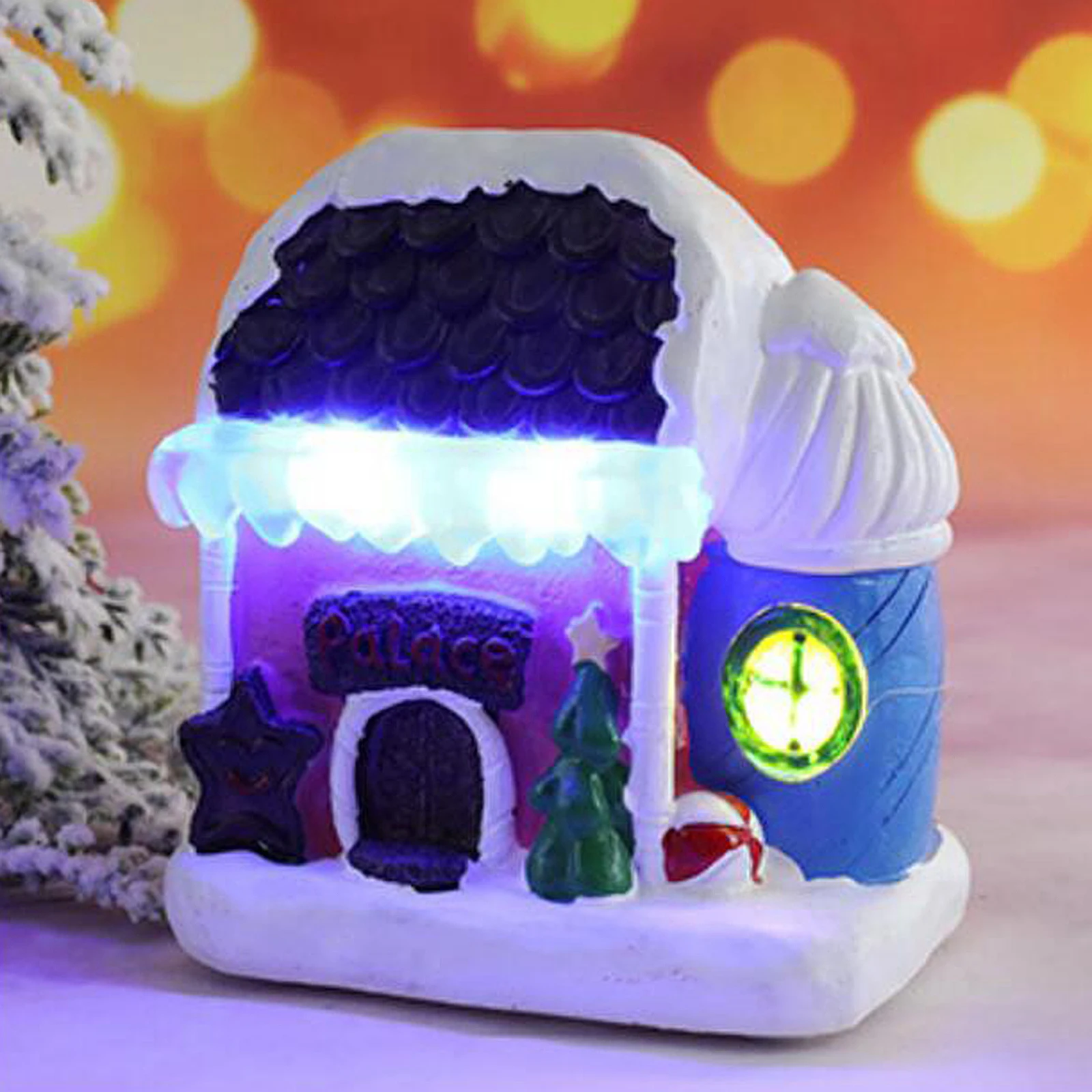 Christmas House Decor LED Light Resin Village Ornament Gift Decoration K