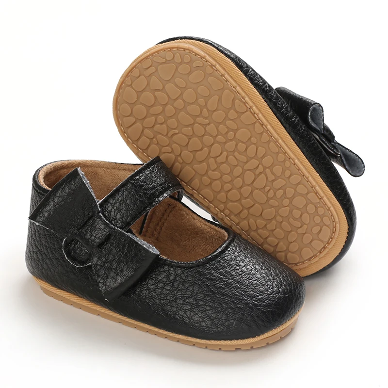 Infant Newborn Baby Girls Princess Non-Slip Floral Border Shoes Toddler Baby Soft PU Leather Prewalker Shoes Solid First Walkers