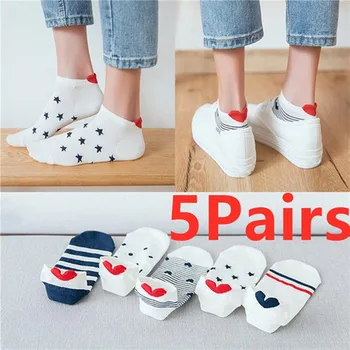 

Women's Cotton Happy Funny Invisible Socks With Print Cartoon Animal Casual Short Socks Cute Summer Thin Ankle Socks 5 Pairs