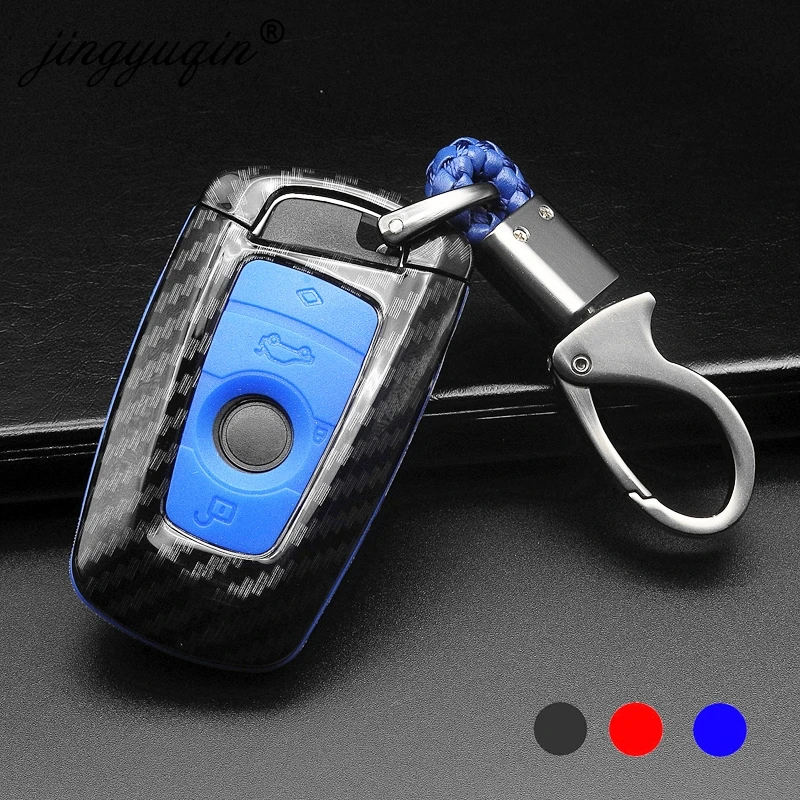

jingyuqin 10x Carbon Fiber Auto Key Shell Cover Case For Bmw F05 F10 F20 F30 Z4 X1 X4 X5 X6 New X7 Carbon Fiber Car-Styling