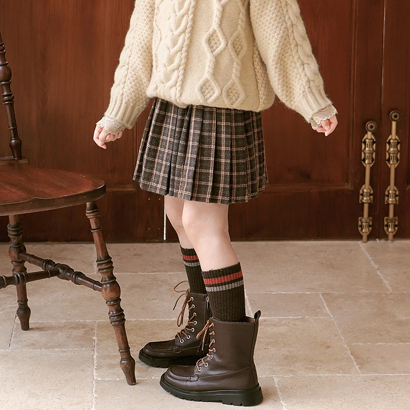 7 9 11 12 14 Years Girls Skirts New Spring High Elastic Waist Plaid Pleated Mini Skirt Children Teens Outdoor Casual Clothing | Детская