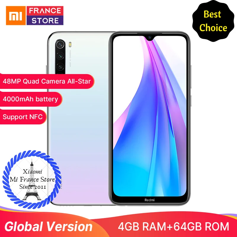 На складе Xiaomi Redmi Note 8T (8 T) Глобальная версия 4G 64G 128GB Смартфон NFC 18 Вт Быстрая