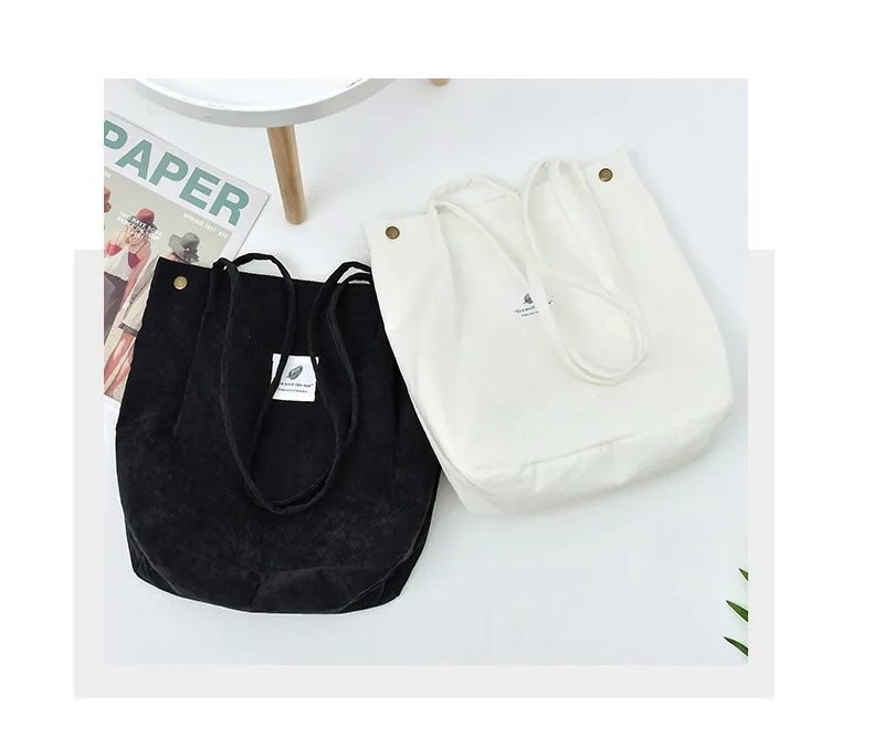 Женская Вельветовая сумка для покупок, тканевая сумка через плечо, складная и многоразовая Экологичная сумка для хранения, сумка для супермаркета