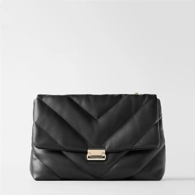 

New Female Black Quilted Shoulder Bag Messenger Bag 2020 Portable Large Bag Soft Leather Chain Bags Women Purse and Handbags