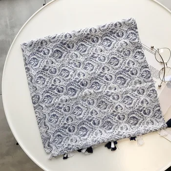 

New style cotton material Beach Flower Shawl autumn and winter lady matching quality scarf Women cotton Fashion Print silk scarf