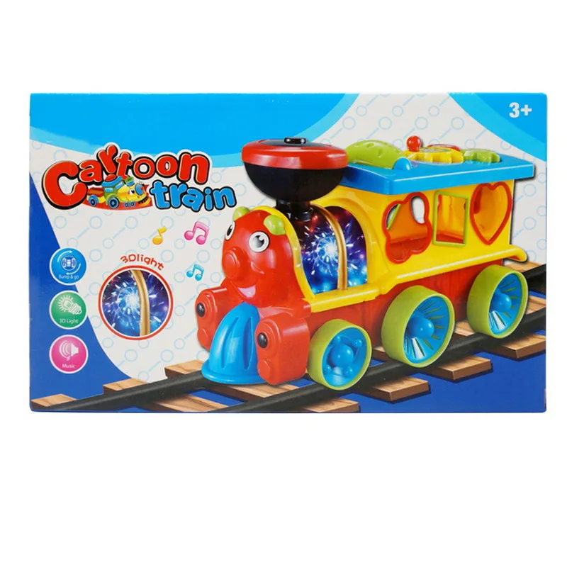 

CHILDREN'S Cartoon Electric Universal Building Small Train 3D Light Electric Small Train Toy Car Model