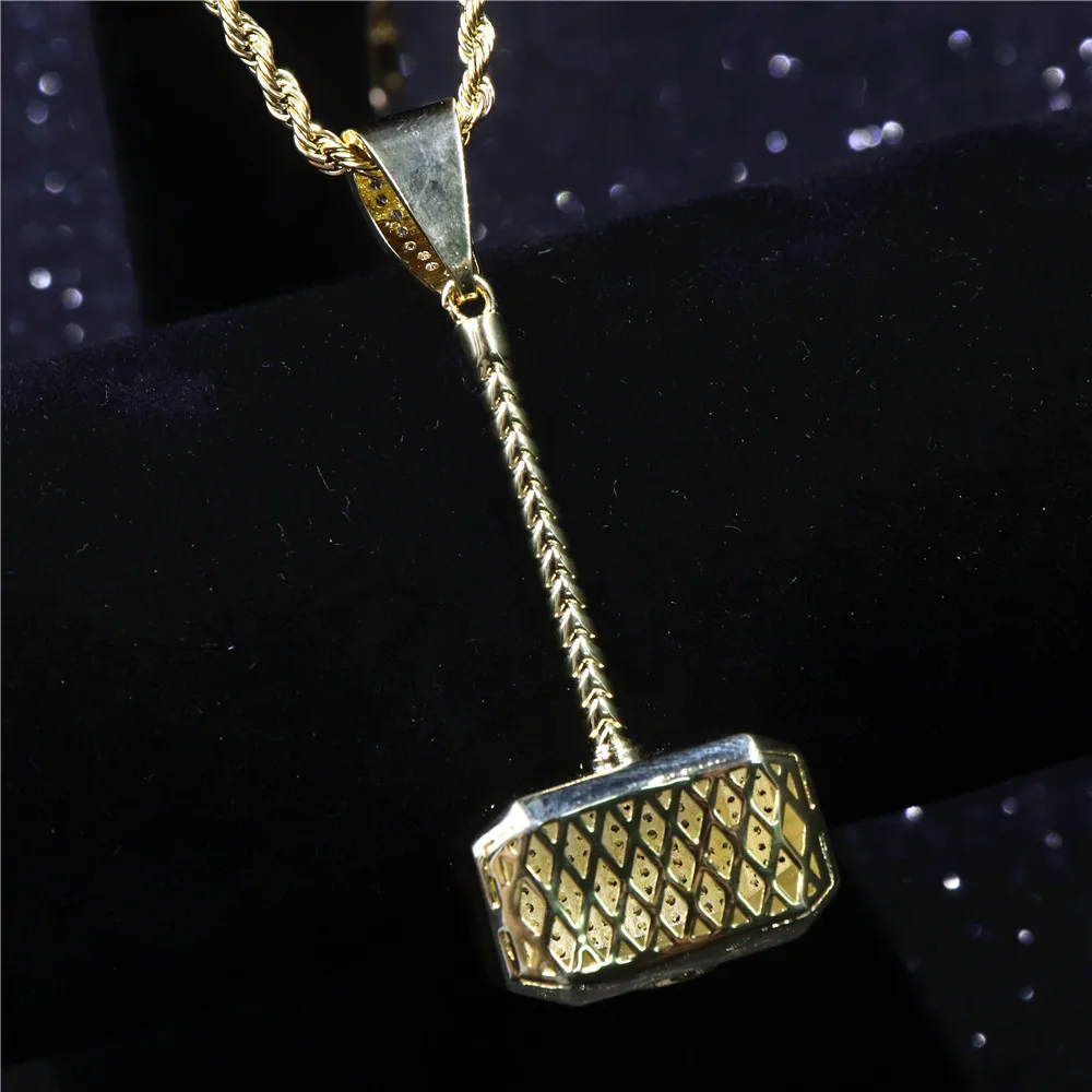 Ожерелье в стиле хип хоп с микрозакрепкой из фианита AAA сверкающие кулоны Молот