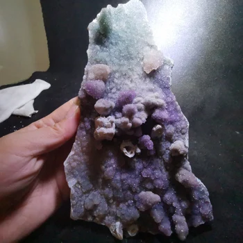 

370.5gRare natural crystal prototype pyramid green powder Amethyst cluster healing energy quartz gem mineral specimen