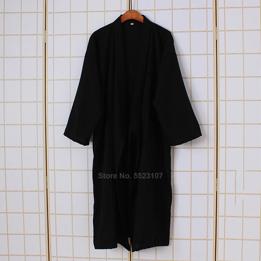 Японский стиль Yukata халат для мужчин однотонный хлопок 2020 Весна Лето кимоно Сауна