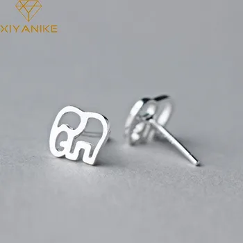 

XIYANIKE 925 Sterling Silver Small Stud Earrings Trendy Simple Elephant Animal Ear Handmade Jewelry for Women Party Gifts