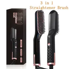 Многофункциональная щетка-выпрямитель для волос и бороды, щетка для выпрямления волос для мужчин и женщин, 3 в 1, профессиональная электрическая расческа для бороды