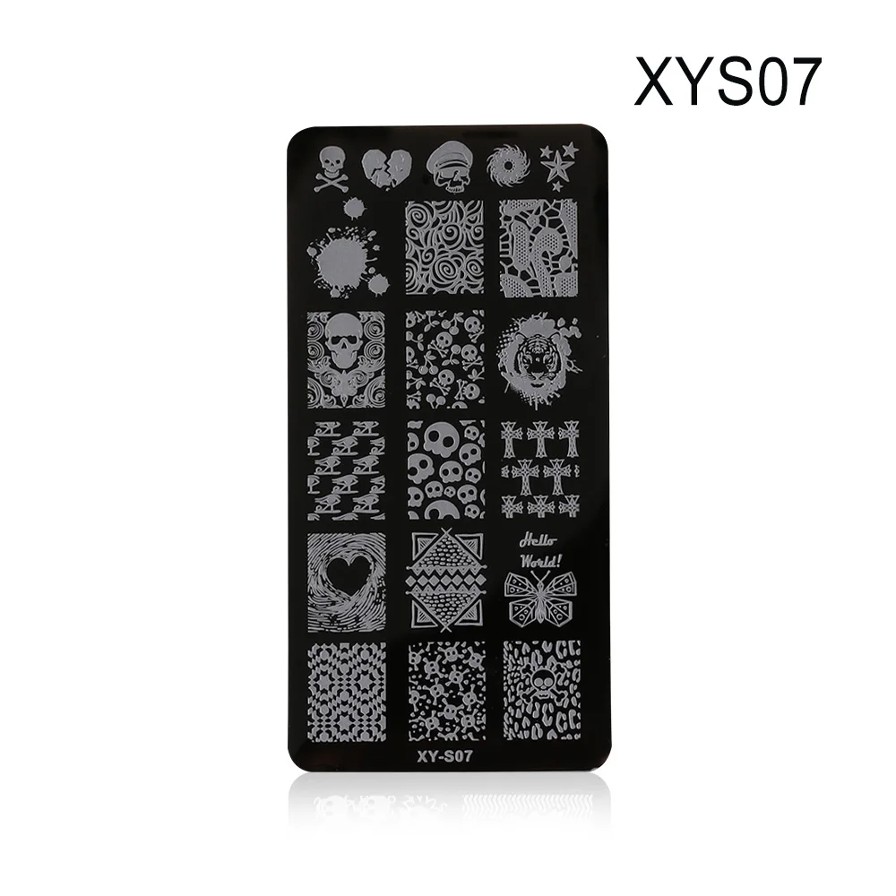 XYS07 Горячая Рождество ногтей штамповки пластины снег Хэллоуин Череп кости Сова паук Шаблон Маникюр Изображение Шаблон фестиваль год ногтей - Цвет: XYS07