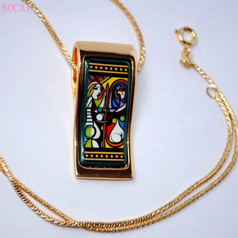 Эмалированные квадратные кулоны BOCAI из перегородчатой эмали женский узор перед