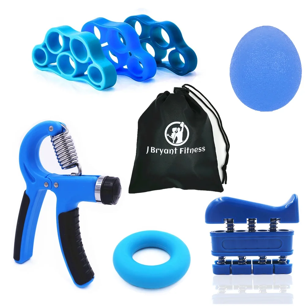 Набор из 7 ручной кистевой Эспандер для тренировок комплект - Цвет: Синий