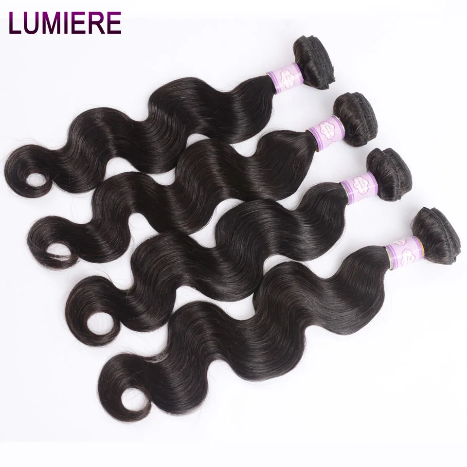 Lumiere волосы индийские волнистые 3/4 пучок предложения человеческие волосы пучок s Машина двойное переплетение не Реми волосы для наращивания натуральный черный