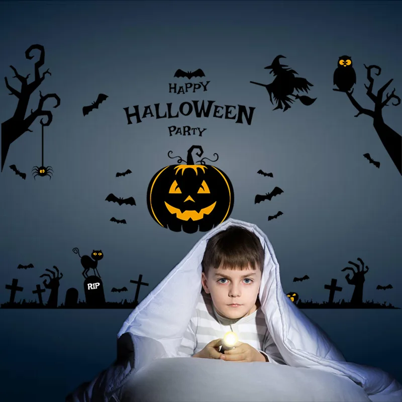 

Pumpkin Halloween Kids Wall Decorable Waterproof Bedroom Living Room Window Glass Decorative Wall Sticker Decal