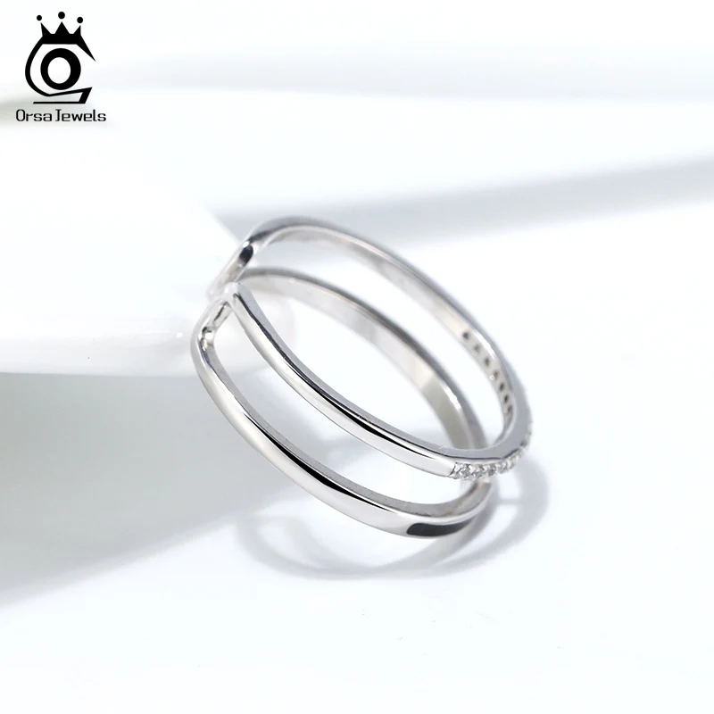 ORSA JEWELS Аутентичные 925 кольца с эмалью для женщин, AAAA, циркон, серебро, юбилей, вечерние, штабелируемые кольца, хорошее ювелирное изделие SR158