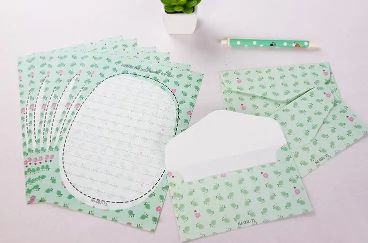 9 шт./упак. Kawaii 3 конверты+ 6 листов с буквенным принтом с фруктами цветы Бумага письма конверт с буквенным принтом канцелярские принадлежности для школьников