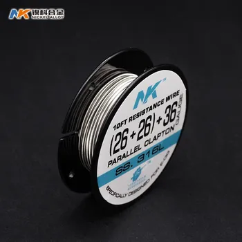 

NK ss316l fused clapton coil wire 26+26/36ga 10ft spool ss 316l parallel clapton wire for ecig vape prebuilt