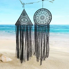 Amazon Hot Selling Moon Dreamcatcher Pendant Five-pointed Star Feather Handmade Dreamcatcher Wind Chime Home Decoration Ornament
