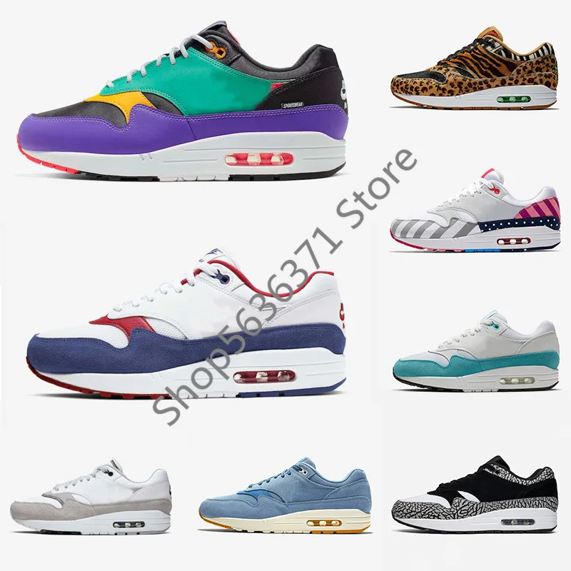 

New Arrival Max 1 87 DLX Air ATMOS Casual Shoe Animal Pack 1s parra Leopard gra Men Maxes Women Athletic Trainers