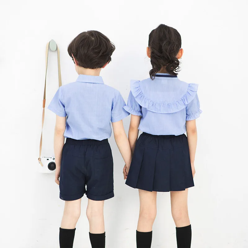 Blue Summer Children's School Uniforms Kindergarten Clothing Summer New Pupils Graduated Children's Clothing Class Clothing Suit