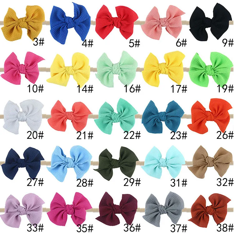 36pc/lot New Girls 4” Texture Fabric Hair Bow Headbands,Kids Hair Bows Elastic Hair Bands Nylon Headband Kids Hair Accessories