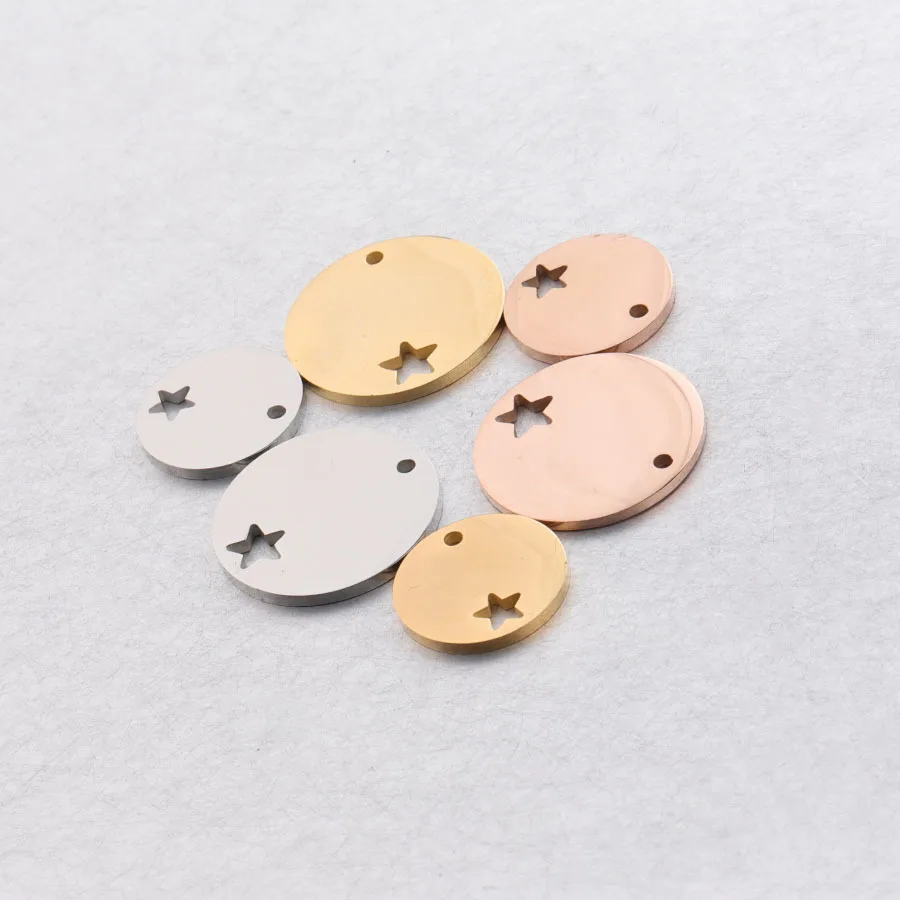 

50pcs 10/15/20mm Rose Gold/steel Color Stainless steel Material mirror finish Hollow Star charm for DIY Handmade Jewelry Making