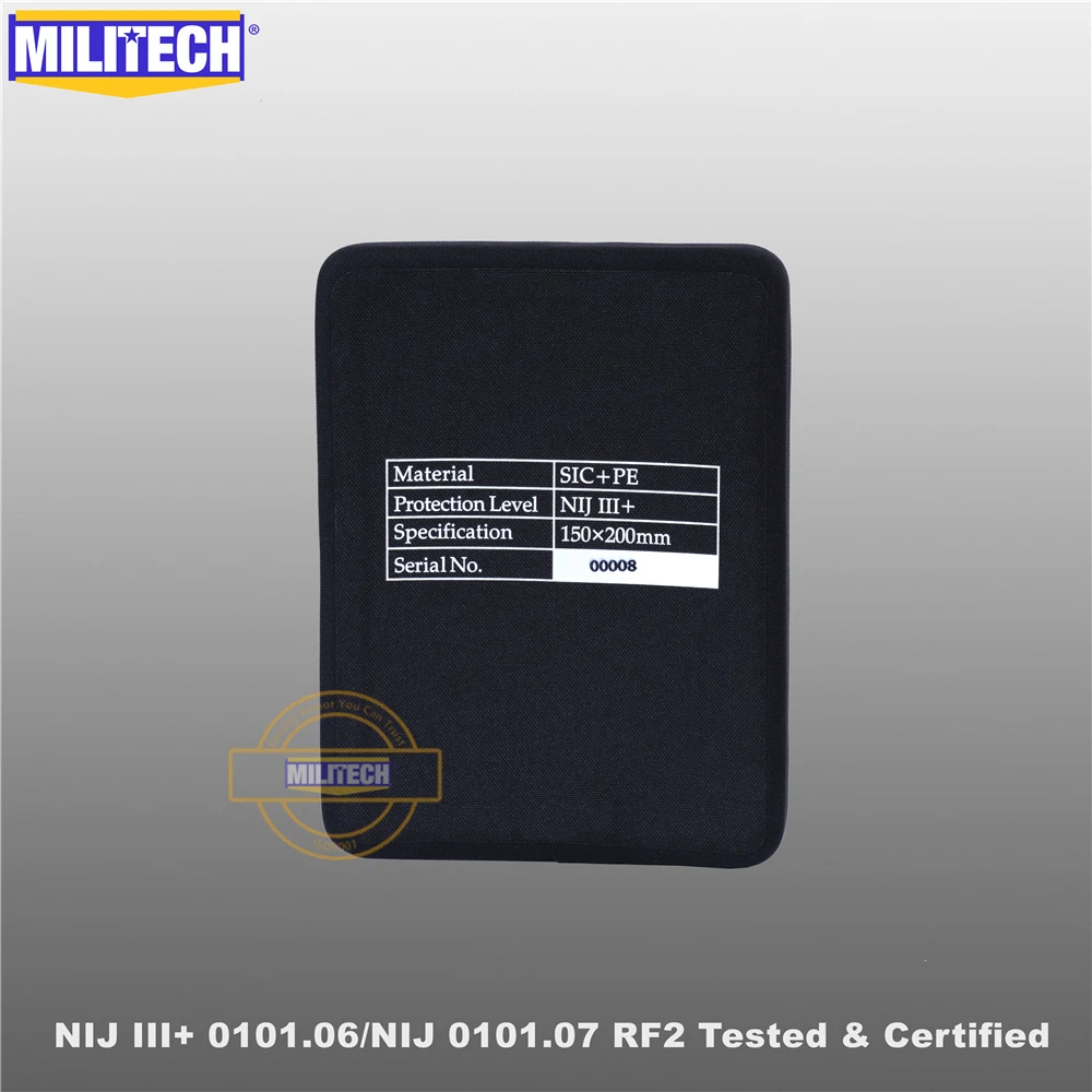 MILITECH 2 PCS 6x8 SIC&PE Bulletproof Plate Level 3+ III+ 0101.06/NIJ 0101.07 RF2 Stand Alone AK47 & SS109 & M80 Ballistic Panel
