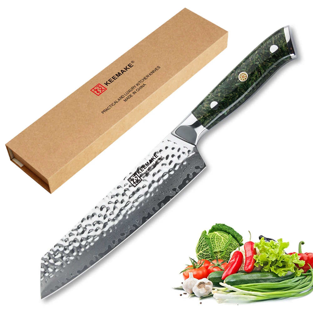 

KEEMAKE Damascus 8'' Chef Knife Japanese VG10 Steel Sharp Blade Kitchen Knives Green Chaff husk Handle Meat Fruit Cutter Knives