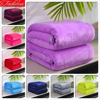 

Purple Solid Pure Color Concise Blankets Adult Kid Girl Bedspread Spring Autumn Winter Bed Cover 120x200 150x200 180x200 200x230