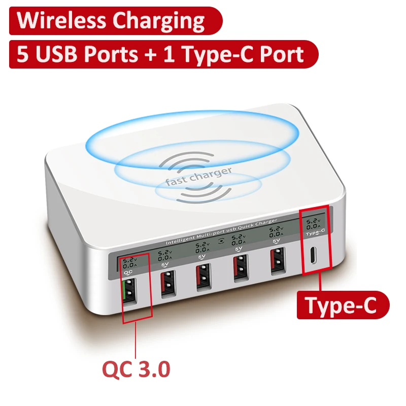 wireless with type-c Универсальная Быстрая зарядка для мобильного телефона, быстрая зарядка для планшета samsung, для iphone, зарядное устройство для путешествий 4,0, зарядка для телефона cargador chargeur carregador - Plug Type: wireless with type-c