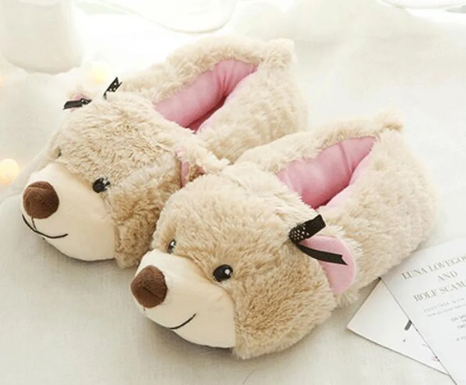 fluffy bear slippers