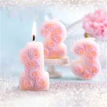Роза номера свечи для торта украшения инструмент для детей 0, 1 2 3 4 5 6 7 8 9 день рождения свечи для Baby Shower или для вечеринки по случаю вечерние поставки Рождественский подарок