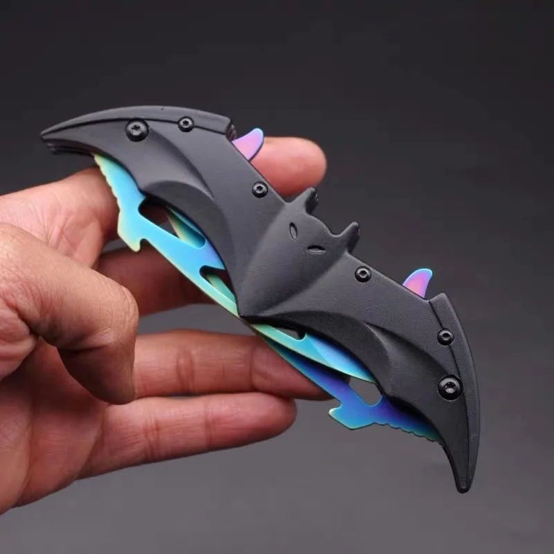 Нож летучая мышь 440C из нержавеющей стали, складные ножи, тактический походный инструмент для самозащиты, инструмент для выживания, охотничий Меч Karambit - Цвет: Синий