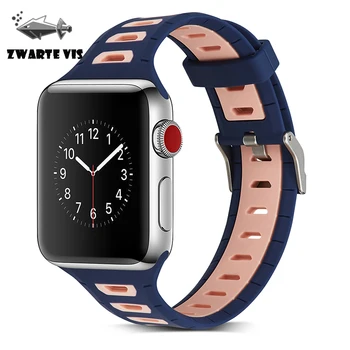 

Silicone two-color trapezoid strap band for apple watch band 44mm 40mm strap band for iWatch serice1 2 3 4 5 42mm 38mm watchband