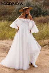 RODDRSYA Lace Appliques Wedding Dresses for Women Sweetheart Neck Backless Bridal Gown Removable Shell Sleeves Vestido De Noiva