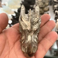 7cm High Quality Pyrite Crystal Handmade Carved Dragon Head Skull Polished Animal Powerful Statue for Home Decoration Gift 2