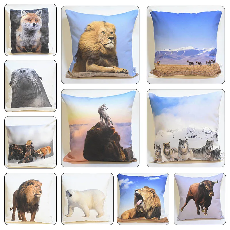 

45 * 45cm Wildlife Pattern Cushion Cover Pillow Case Wildlife Style Polyester Cushion Cover Simple Sofa Bed Home Pillow Case
