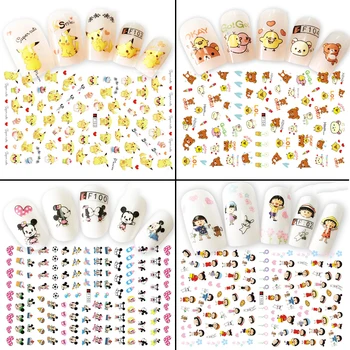 

Cartoon 3D Stickers on Nails Letter Pikachu Nail Art Adhesive Decals Slider Design Line Nail Sticker Wraps Manicure Tips