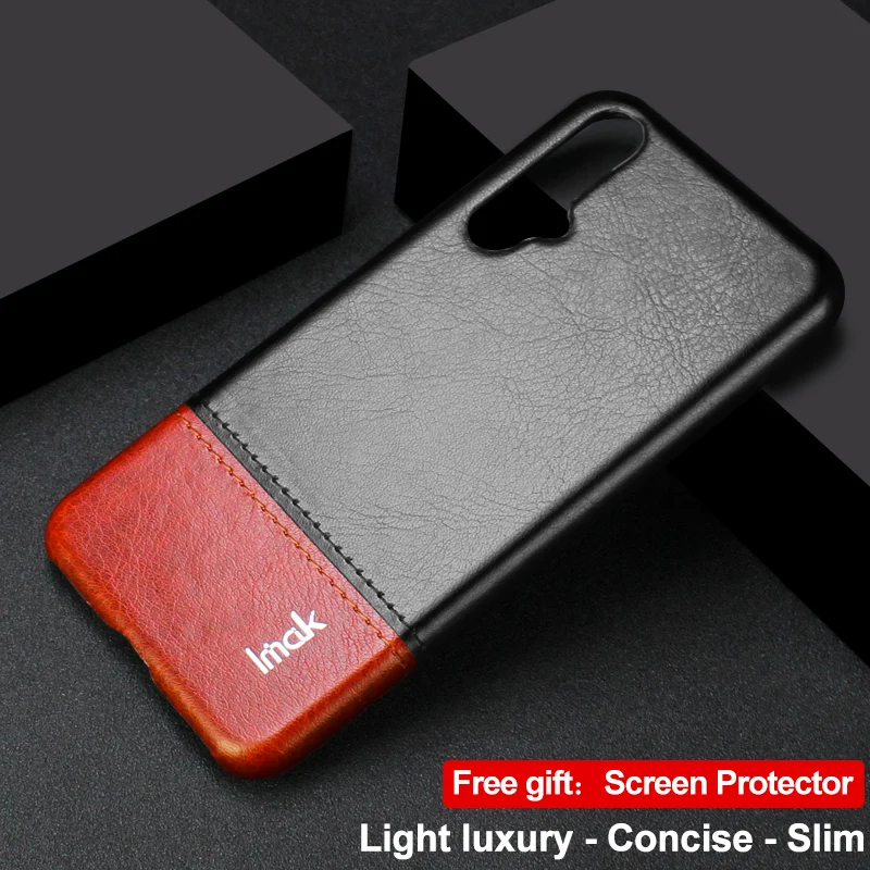 

IMAK Light Luxury Leather Concise for Huawei Nova 5T Case Patchwork Back Cover for Funda Huawei Nova 5 T Case Nova T5 Nova5T